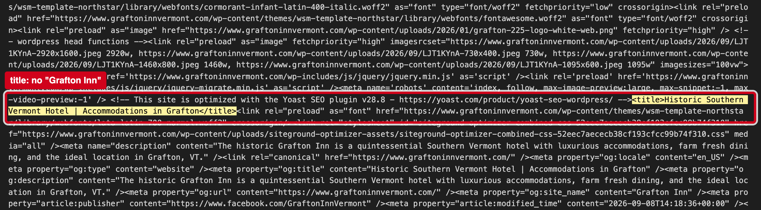 Screenshot: Your page title does not include your name